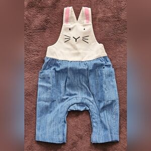 Hanna Andersson Bunny Embroidered Overalls 0-3 Months - New